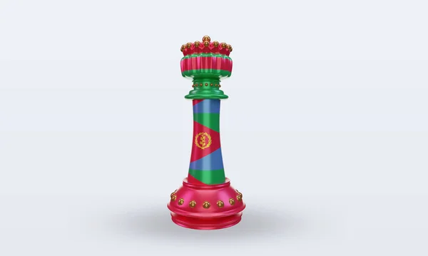 King Chess Eritrea Flag Render Front View — стокове фото