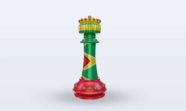 King Chess Guyana Flag Rendering Front View — стокове фото