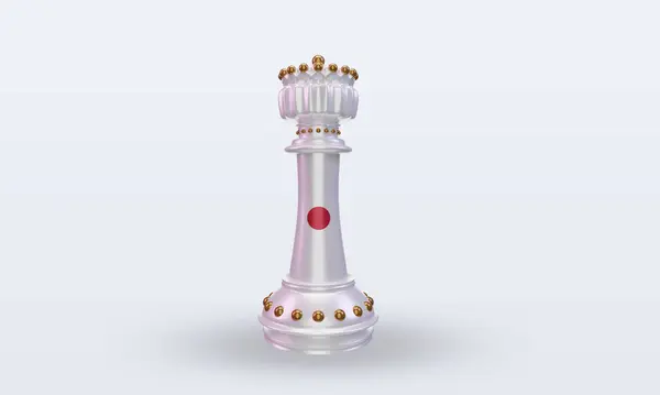 King Chess Japan Flag Rendering Front View — стокове фото