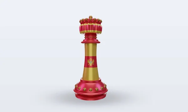 King Chess Montenegro Flag Render Front View — стокове фото