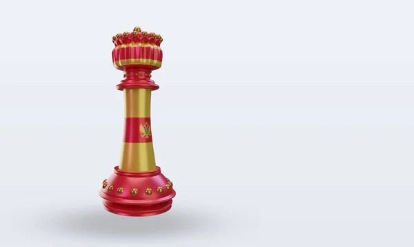 King Chess Montenegro Flag Rendering Left View — Stok fotoğraf