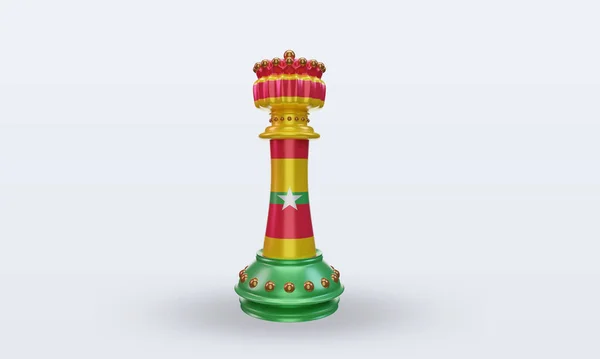King Chess Myanmar Flag Render Front View — стокове фото