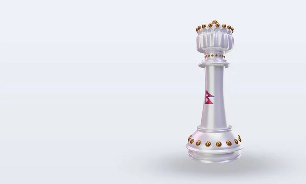 King Chess Nepal Flag Rendering Right View — стокове фото