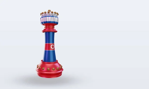 King Chess North Korea Flag Rendering Left View — Stockfoto