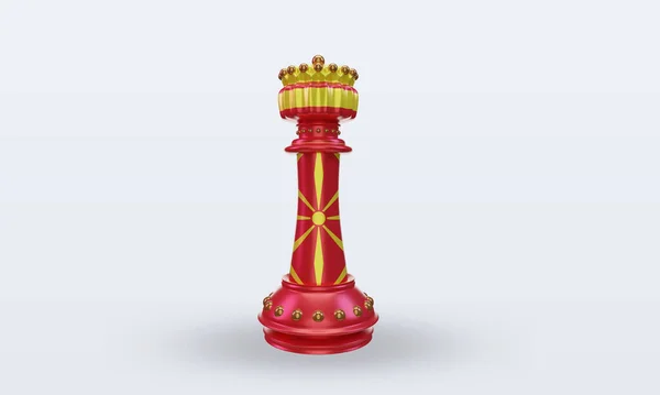 King Chess North Macedonia Flag Rendering Front View — Stockfoto