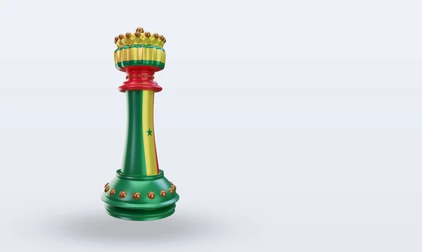 King Chess Senegal Flag Rendering Left View — 스톡 사진