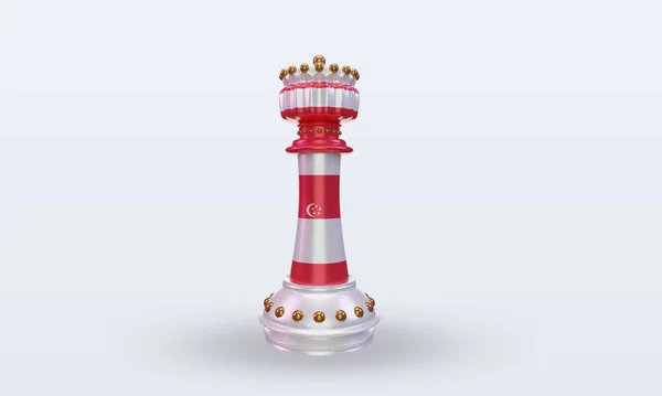 King Chess Singapore Flag Rendering Front View — Stok fotoğraf