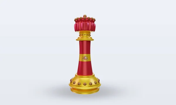 King Chess Spain Flag Rendering Front View — Stock Fotó