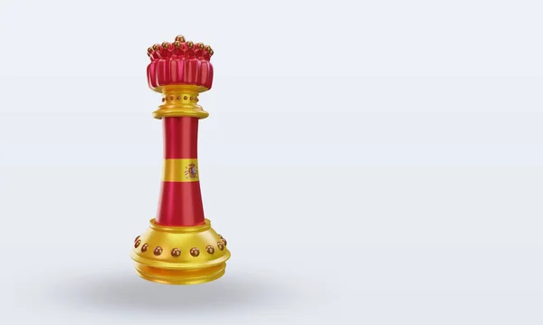 King Chess Spain Flag Rendering Left View — Stock Photo, Image