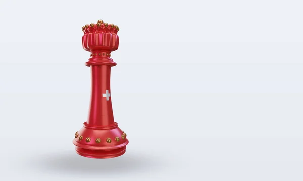 King Chess Switzerland Flag Rendering Left View — 스톡 사진