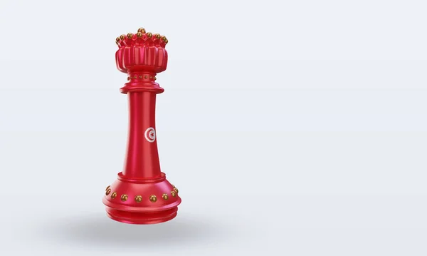King Chess Tunisia Flag Rendering Left View — стокове фото
