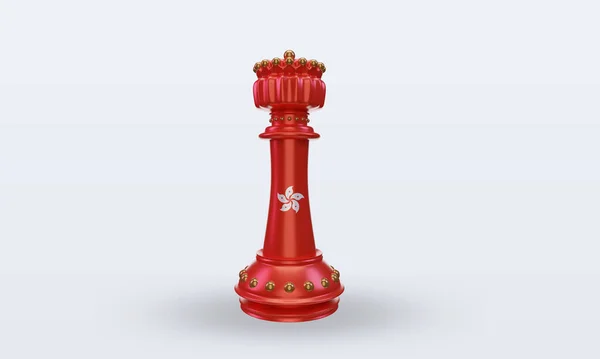 King Chess Hongkong Flag Rendering Front View — 图库照片