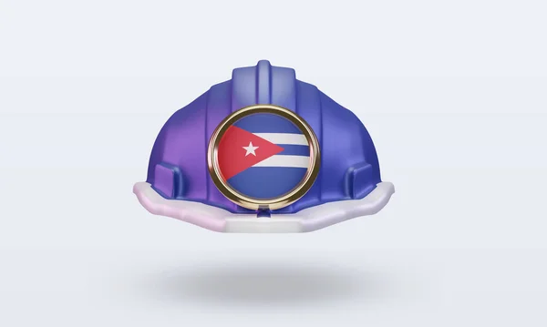 Engineer Cuba Flag Rendering Front View — Stock Photo, Image