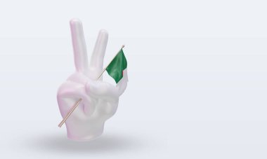 3D Barış Günü Cezayir bayrağı sol görüşü yansıtıyor