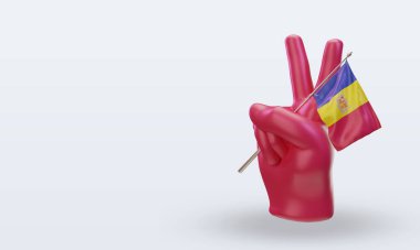 3D Barış Günü Andorra bayrağı sağa bakıyor