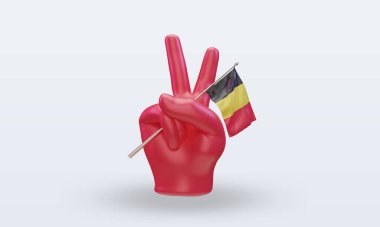 3D Barış Günü Belçika bayrağı cephe görüntüsü veriyor