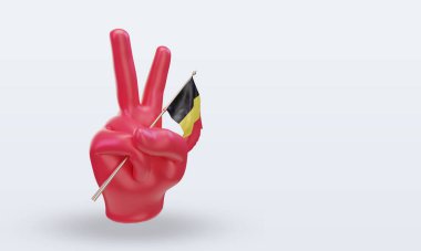 3D Barış Günü Belçika bayrağı sol görüşü yansıtıyor