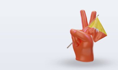 3D Barış Günü Bhutan bayrağı sağa bakıyor