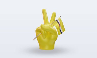 3D Barış Günü Brunei Darussalam bayrağı cephe görüntüsü veriyor