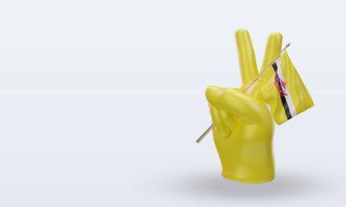 3 d Barış Günü Brunei Darussalam bayrağı doğru görünüm veriyor