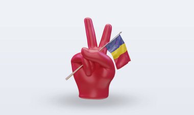 3D Barış Günü Çad bayrağı cephe görüntüsü veriyor
