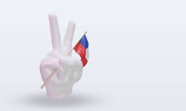 3D Barış Günü Şili bayrağı sol görüşü yansıtıyor