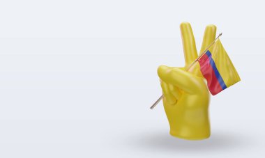 3D Barış Günü Kolombiya bayrağı sağa bakıyor