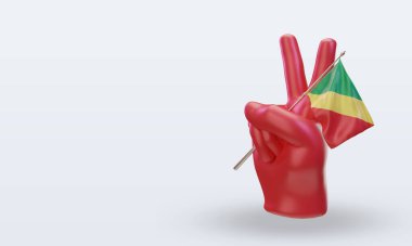 3D Barış Günü Kongo bayrağı sağa bakıyor