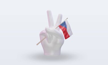 3d peace day Czech Republic flag rendering front view