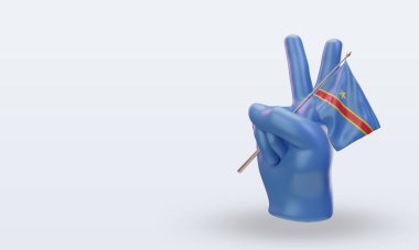 3D Barış Günü Demokratik Kongo bayrağı sağa bakıyor
