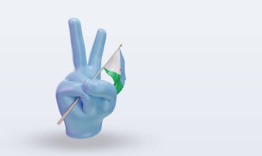 3D Barış Günü Cibuti bayrağı sol görüşü yansıtıyor