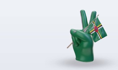 3D Barış Günü Dominica bayrağı sağa bakıyor