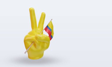 3D Barış Günü Ekvador bayrağı sol görüşü yansıtıyor