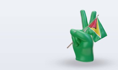 3D Barış Günü Guyana bayrağı sağ görüşü yansıtıyor