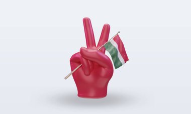 3D Barış Günü Macaristan bayrağı cephe görüşü veriyor