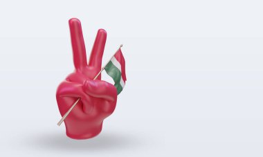 3D Barış Günü Macaristan bayrağı sol görüşü yansıtıyor