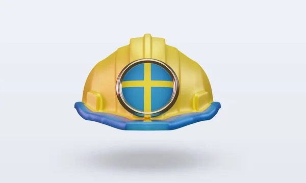 Inżynier Szwecja Flaga Renderowania Widok Przodu — Zdjęcie stockowe