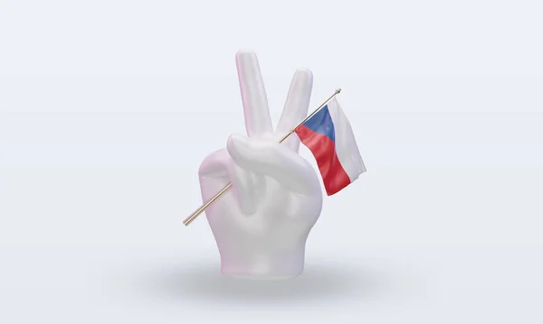 3d peace day Czech Republic flag rendering front view