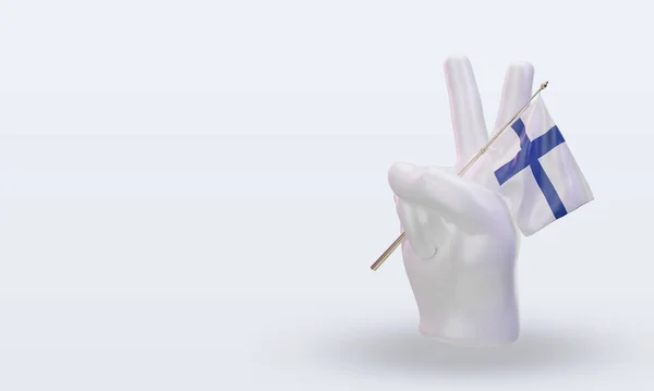 Peace Day Finland Flag Rendering Right View — Stok fotoğraf