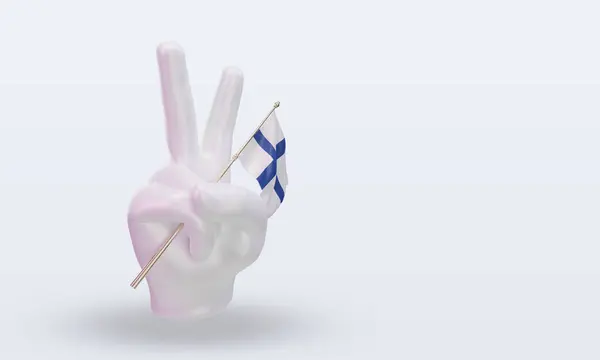 Peace Day Finland Flag Rendering Left View — Fotografia de Stock