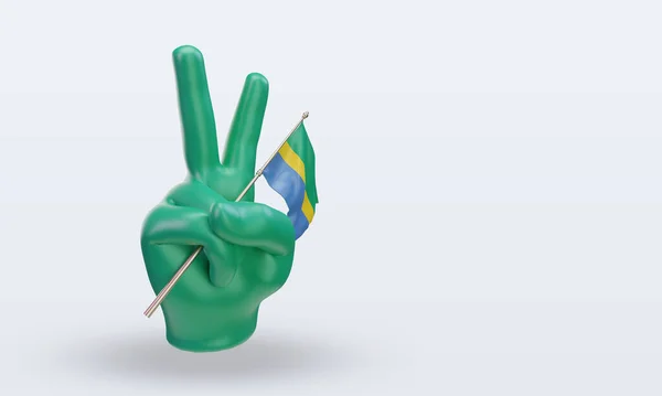 Peace Day Gabon Flag Rendering Left View — Stockfoto