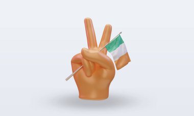 3D Barış Günü İrlanda bayrağı cephe manzarası sunuyor