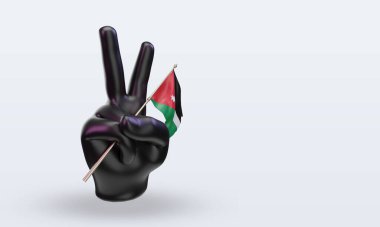 3D Barış Günü Ürdün bayrağı sol görüşü yansıtıyor