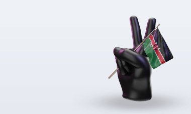 3D Barış Günü Kenya bayrağı sağa bakıyor