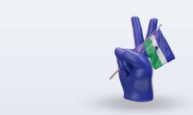 3D Barış Günü Lesotho bayrağı doğru görünüm veriyor