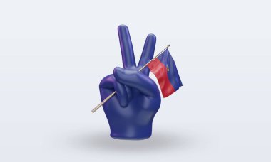 3d peace day Liechtenstein flag rendering front view