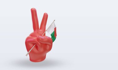 3D Barış Günü Madagaskar bayrağı sol görüşü yansıtıyor