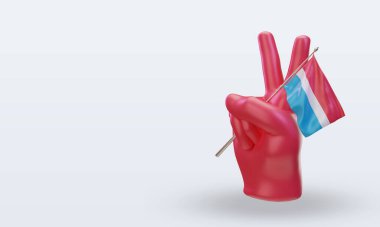 3D Barış Günü Lüksemburg bayrağı doğru görünüm veriyor