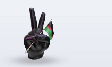 3D Barış Günü Malawi bayrağı sol görüşü yansıtıyor