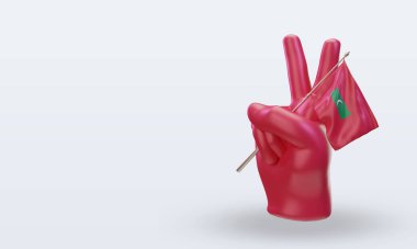 3D Barış Günü Maldivler bayrağı sağa döndürüyor